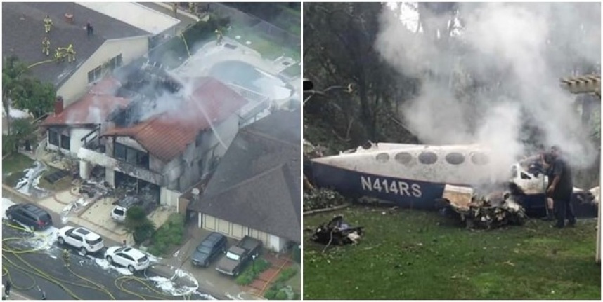 Uçak evlerin üzerine düştü: 5 ölü, 2 yaralı