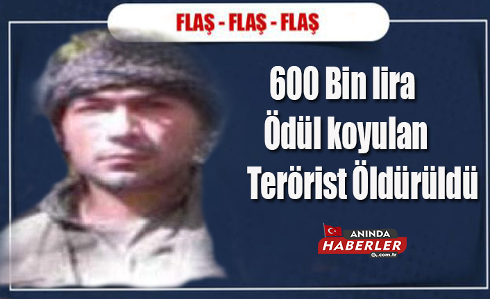 600 Bin lira Ödül koyulan Terörist Öldürüldü